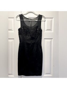 Betsey Johnson Black Silk and Sequins dress sleeveless size 8